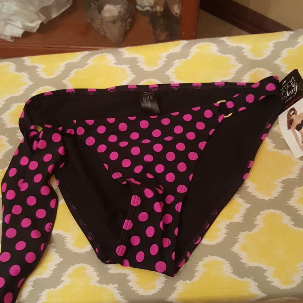 Hot pink polka dot bikini bottom